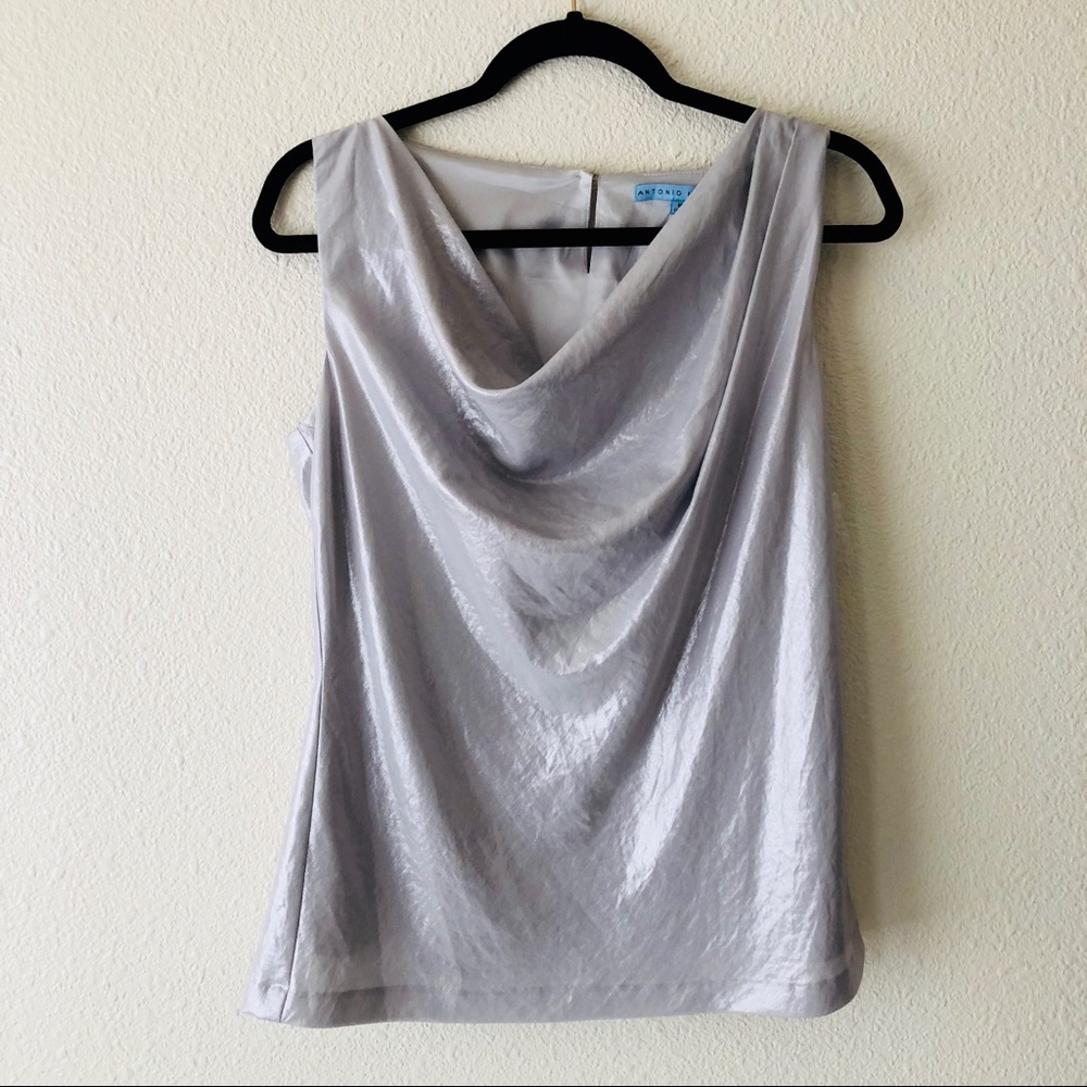 ANTONIA MELANI Drape Neck Sleeveless Lau Blouse